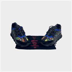Versace Chain Reaction Sneaker Size 11.5 Black Pink Blue Euro Size 42